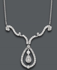 Accentuate any look with the appropriate necklace. This scrolling design shines with the addition of round-cut diamond (1 ct. t.w.) in a polished, 14k white gold setting. Approximate length (adjustable chain): 16 to 20 inches. Accentuate any look with the appropriate necklace. This scrolling design shines with the addition of round-cut diamond (1 ct. t.w.) in a polished, 14k white gold setting. Approximate length (adjustable chain): 16 to 20 inches.
