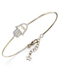 It's fashion times five in this YellOra™ hamsa wire bracelet. Single-cut diamonds (1/6 ct. t.w.) enhance the appeal of the pure gold, sterling silver and palladium combination. Approximate length: 7-1/4 inches + 1-1/4 inch extender. It's fashion times five in this YellOra™ hamsa wire bracelet. Single-cut diamonds (1/6 ct. t.w.) enhance the appeal of the pure gold, sterling silver and palladium combination. Approximate length: 7-1/4 inches + 1-1/4 inch extender.