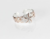 Sterling Silver Two tone Plumeria Toe Ring Sterling Silver Two tone Plumeria Toe Ring