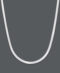 Wrap yourself in a timeless style. Necklace features a flat herringbone chain crafted in 14k white gold. Approximate length: 18 inches. Approximate width: 1.25 mm.