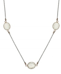 Simple, contemporary & chic. Studio Silver's delicate 18k rose gold over sterling silver necklace highlights faceted glass stations. Approximate length: 16 inches + 2-inch extender. Simple, contemporary & chic. Studio Silver's delicate 18k rose gold over sterling silver necklace highlights faceted glass stations. Approximate length: 16 inches + 2-inch extender.