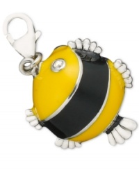 Add a little fun to your necklace or bracelet with this colorful blowfish. Charm features yellow and black enamel stripes with cubic zirconia accents. Crafted in sterling silver. Lobster claw clasp. Approximate drop: 3/4 inch. Add a little fun to your necklace or bracelet with this colorful blowfish. Charm features yellow and black enamel stripes with cubic zirconia accents. Crafted in sterling silver. Lobster claw clasp. Approximate drop: 3/4 inch.