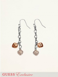 GUESS Heart Charm and Chain Earrings, ROSE GOLD GUESS Heart Charm and Chain Earrings, ROSE GOLD