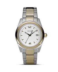 Stick with the classics. A sophisticated brushed stainless steel watch with polished gold accents, gold hands and analog date display. Stick with the classics. A sophisticated brushed stainless steel watch with polished gold accents, gold hands and analog date display.