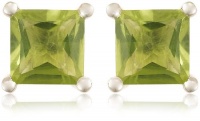 Sterling Silver 6mm Square-Cut Peridot Earrings Sterling Silver 6mm Square-Cut Peridot Earrings