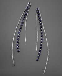 Take your look to new lengths with these gorgeous GUESS linear drop earrings, featuring jet black crystal accents set in silvertone mixed metal. Approximate drop: 4 inches. Take your look to new lengths with these gorgeous GUESS linear drop earrings, featuring jet black crystal accents set in silvertone mixed metal. Approximate drop: 4 inches.