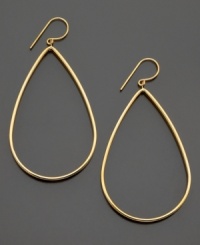 Take hoop earrings to a whole new level. These gorgeous open teardrop earrings are crafted in 14k gold. Approximate diameter: 1 inch. Approximate drop: 2-1/2 inches. Take hoop earrings to a whole new level. These gorgeous open teardrop earrings are crafted in 14k gold. Approximate diameter: 1 inch. Approximate drop: 2-1/2 inches.
