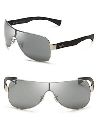 Like the comfort of wayfarer-style arms, but the look of shield-style wire frames? Have them both in this clever Ray-Ban design. Like the comfort of wayfarer-style arms, but the look of shield-style wire frames? Have them both in this clever Ray-Ban design.