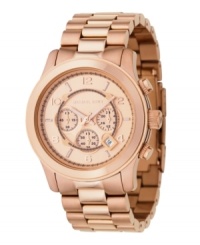 A rosy, modernized take on the classic gold watch, by Michael Kors. A rosy, modernized take on the classic gold watch, by Michael Kors.