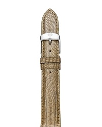 Michele goes exotic with this lizard watch strap. Designed to update your favorite watch, it's interchangeable with heads from the brand's much-coveted collection. Michele goes exotic with this lizard watch strap. Designed to update your favorite watch, it's interchangeable with heads from the brand's much-coveted collection.