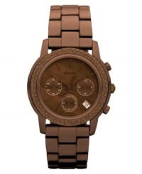 The definition of fashion meets function: this DKNY watch showcases both shimmering accents and precise chronograph tech. The definition of fashion meets function: this DKNY watch showcases both shimmering accents and precise chronograph tech.