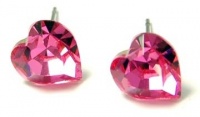 Small 3/8 Multi-faceted Sparkling Pink Swarovski Crystal Heart Stud Earrings Small 3/8 Multi-faceted Sparkling Pink Swarovski Crystal Heart Stud Earrings