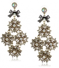 Betsey Johnson Iconic Enchanted Garden Crystal Flower Link Chandelier Earrings Betsey Johnson Iconic Enchanted Garden Crystal Flower Link Chandelier Earrings