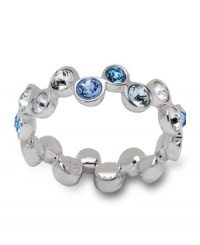 Feeling blue? Adorned with glittering crystals in a variety of beautiful blue hues, this resplendent ring from Swarovski is sure to lift your spirits! Set in silver tone mixed metal. Size 7. Feeling blue? Adorned with glittering crystals in a variety of beautiful blue hues, this resplendent ring from Swarovski is sure to lift your spirits! Set in silver tone mixed metal. Size 7.