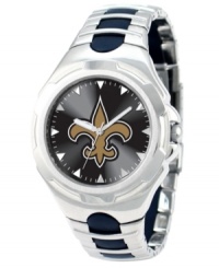 Who dat! Root for your team 24/7 with this sporty watch from Game Time. Features a New Orleans Saints logo at the dial. Who dat! Root for your team 24/7 with this sporty watch from Game Time. Features a New Orleans Saints logo at the dial.