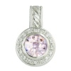 .925 Sterling Silver 10mm Chess cut Lavender cubic Zirconia Pendant