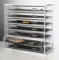 Deluxe 7-drawer Acrylic Jewelry Chest or Cosmetic Organizer with Removable Drawers and Liners Deluxe 7-drawer Acrylic Jewelry Chest or Cosmetic Organizer with Removable Drawers and Liners