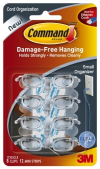 Command Small Cord Clips, Clear, 8-Clip