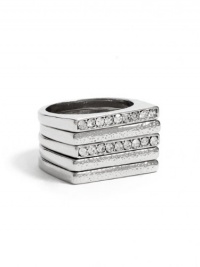 GUESS Five-Piece Silver-Tone Stacking Ring Set, SILVER (7) GUESS Five-Piece Silver-Tone Stacking Ring Set, SILVER (7)