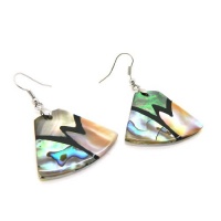 Silvertone Copper Rainbow Abalone Shell Fashion Earrings Silvertone Copper Rainbow Abalone Shell Fashion Earrings