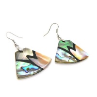 Silvertone Copper Rainbow Abalone Shell Fashion Earrings