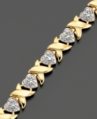 Love shines bright on this Victoria Townsend bracelet featuring glittering diamond-accented hearts set in 14k gold. Approximate length: 7-1/4 inches. Love shines bright on this Victoria Townsend bracelet featuring glittering diamond-accented hearts set in 14k gold. Approximate length: 7-1/4 inches.