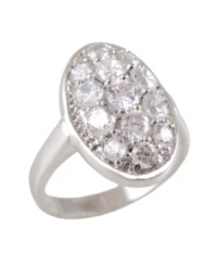 Opulent oval: Sparkle plenty with City by City's oval-shaped silver tone mixed metal ring with pave-set cubic zirconias (4 ct. t.w.). Sizes 7, 8 and 9. Opulent oval: Sparkle plenty with City by City's oval-shaped silver tone mixed metal ring with pave-set cubic zirconias (4 ct. t.w.). Sizes 7, 8 and 9.