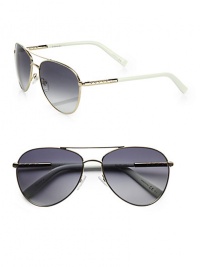 An eternally cool pair of aviator shades crafted in lightweight metal with eye-catching logo temples. Available in light gold with gradient lens.Logo temples100% UV protectionMade in Italy An eternally cool pair of aviator shades crafted in lightweight metal with eye-catching logo temples. Available in light gold with gradient lens.Logo temples100% UV protectionMade in Italy