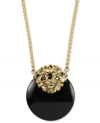 Be a trendsetter and a jetsetter in this chic necklace from Anne Klein. With a ferocious jet stone pendant featuring a gold tone lion's head. Crafted in gold tone mixed metal. Approximate length: 42 inches. Approximate drop: 2-1/2 inches. Be a trendsetter and a jetsetter in this chic necklace from Anne Klein. With a ferocious jet stone pendant featuring a gold tone lion's head. Crafted in gold tone mixed metal. Approximate length: 42 inches. Approximate drop: 2-1/2 inches.
