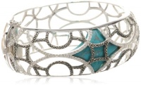 Judith Jack Turq Matrix Sterling Silver, Turquoise and Marcasite Caged Bangle Bracelet Judith Jack Turq Matrix Sterling Silver, Turquoise and Marcasite Caged Bangle Bracelet