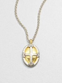 A classic style with vintage appeal featuring a sterling silver cross crest accented with radiant hammered 24k gold on a link chain. Sterling silver24k goldLength, about 17.7Pendant size, about.75Lobster clasp closureImported A classic style with vintage appeal featuring a sterling silver cross crest accented with radiant hammered 24k gold on a link chain. Sterling silver24k goldLength, about 17.7Pendant size, about.75Lobster clasp closureImported