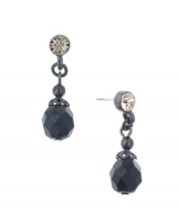 Crafted in silver tone mixed metal and embellished with glass beads and stones (both jet black and clear), 2028's drop earrings make a simple, yet stunning, statement. Versatile and elegant, they'll look stylish both day or night. Approximate drop: 3/4 inch. Crafted in silver tone mixed metal and embellished with glass beads and stones (both jet black and clear), 2028's drop earrings make a simple, yet stunning, statement. Versatile and elegant, they'll look stylish both day or night. Approximate drop: 3/4 inch.