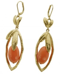 Vibrant colors are making a big splash this season. Add dimension to your look with T Tahari's intricate leaf earrings with brightly-hued coral resin beads. Set in gold tone mixed metal. Base metal is nickel free for sensitive skin. Approximate drop: 2-3/4 inches. Vibrant colors are making a big splash this season. Add dimension to your look with T Tahari's intricate leaf earrings with brightly-hued coral resin beads. Set in gold tone mixed metal. Base metal is nickel free for sensitive skin. Approximate drop: 2-3/4 inches.