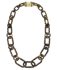 Your link to modern, fashion-forward style. Michael Kors' eye-catching necklace features interlocking rectangular links in gold tone brass and tortoise acetate. Approximate length: 34 inches. Your link to modern, fashion-forward style. Michael Kors' eye-catching necklace features interlocking rectangular links in gold tone brass and tortoise acetate. Approximate length: 34 inches.