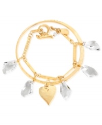 A perfect pairing. Robert Lee Morris' bangle and link bracelets are both crafted from gold-tone mixed metal. A heart charm adds a loving touch to the bangle, while the link bracelet dazzles with glass stones and crystal accents. Approximate length, link bracelet: 7-1/2 inches. Approximate diameter, bangle: 3-1/2 inches. A perfect pairing. Robert Lee Morris' bangle and link bracelets are both crafted from gold-tone mixed metal. A heart charm adds a loving touch to the bangle, while the link bracelet dazzles with glass stones and crystal accents. Approximate length, link bracelet: 7-1/2 inches. Approximate diameter, bangle: 3-1/2 inches.