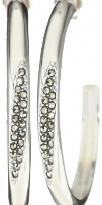 Judith Jack Impact Silver Sterling Silver and Marcasite Polished Hoop Earrings