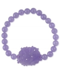 Earn a roar of approval with this dragon stretch bracelet. Lavender jade beads (8 mm) bring a stylish touch to this accessory with a dragon-styled center. Approximate length: 7-1/2 inches. Approximate dragon size: 25 x 33 mm. Earn a roar of approval with this dragon stretch bracelet. Lavender jade beads (8 mm) bring a stylish touch to this accessory with a dragon-styled center. Approximate length: 7-1/2 inches. Approximate dragon size: 25 x 33 mm.
