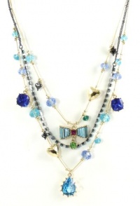 Betsey Johnson Iconic Blue Lagoon Crystal Bow Layer Necklace New 2013 Betsey Johnson Iconic Blue Lagoon Crystal Bow Layer Necklace New 2013