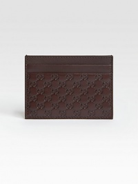 Microguccissima leather card case with leather trim.Five card slots3.9W x 2.8HMade in Italy