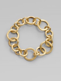 From the Jaipur Links Collection. A modern version of a classic link bracelet, formed of varied circular links of brushed 18k gold.18k yellow gold Length, about 8½ Hidden spring clip clasp Made in Italy From the Jaipur Links Collection. A modern version of a classic link bracelet, formed of varied circular links of brushed 18k gold.18k yellow gold Length, about 8½ Hidden spring clip clasp Made in Italy