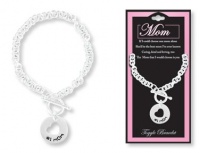 MOM Circle & Heart Cut Out Silver Toggle Charm Bracelet w/ Verse MOM Circle & Heart Cut Out Silver Toggle Charm Bracelet w/ Verse