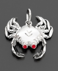 Ocean lovers delight! This cute crab charm by Rembrandt Charms is crafted in sterling silver & red crystal accents. Approximate drop: 3/4 inches.