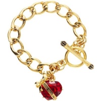 Juicy Couture Ruby Crystal Heart Starter Bracelet, Red, Gold Juicy Couture Ruby Crystal Heart Starter Bracelet, Red, Gold