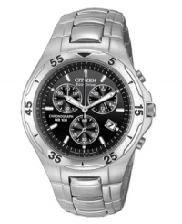 Classic sport watch design, modernized with chronograph capabilities and Citizen's signature Eco-Drive solar power. Classic sport watch design, modernized with chronograph capabilities and Citizen's signature Eco-Drive solar power.