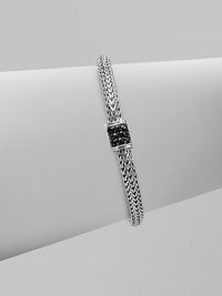 From the Chain Collection. A pretty, woven chain accented with black sapphire adorned clasp. Black sapphiresSterling silverPush clasp closureLength, about 7¼Imported From the Chain Collection. A pretty, woven chain accented with black sapphire adorned clasp. Black sapphiresSterling silverPush clasp closureLength, about 7¼Imported