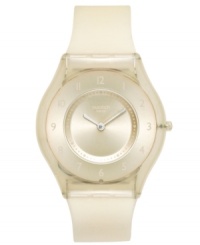 Clear-as-day fashion, by Swatch. With ivory hues and transparent materials, this Ivory Softness watch is truly unique. Clear-as-day fashion, by Swatch. With ivory hues and transparent materials, this Ivory Softness watch is truly unique.