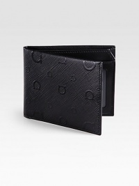 Textured leather design embellished by signature gancini detail, with interior ID window.One billfold compartmentFour card slotsOne identification windowLeather4W x 3HMade in Italy Textured leather design embellished by signature gancini detail, with interior ID window.One billfold compartmentFour card slotsOne identification windowLeather4W x 3HMade in Italy