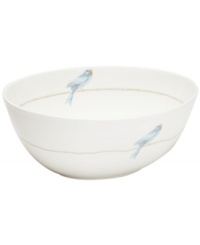 It's only natural. The whimsical Sky Song vegetable bowl from Martha Stewart Collection stars pretty blue birds on bare branches. Sleek bone china dinnerware is both dishwasher and microwave safe for carefree, everyday use. It's only natural. The whimsical Sky Song vegetable bowl from Martha Stewart Collection stars pretty blue birds on bare branches. Sleek bone china dinnerware is both dishwasher and microwave safe for carefree, everyday use.