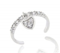 Sterling Silver CZ Dangling Heart Toe Ring Sterling Silver CZ Dangling Heart Toe Ring