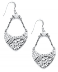 V is for vivacious! These textured drop earrings from Style&co. flaunt glass stone accents and openwork detail for a chic appearance. Crafted from antiqued silver tone mixed metal. Approximate drop: 2 inches. V is for vivacious! These textured drop earrings from Style&co. flaunt glass stone accents and openwork detail for a chic appearance. Crafted from antiqued silver tone mixed metal. Approximate drop: 2 inches.